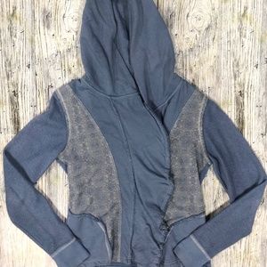 Free People Blue Floral Detail Jacket